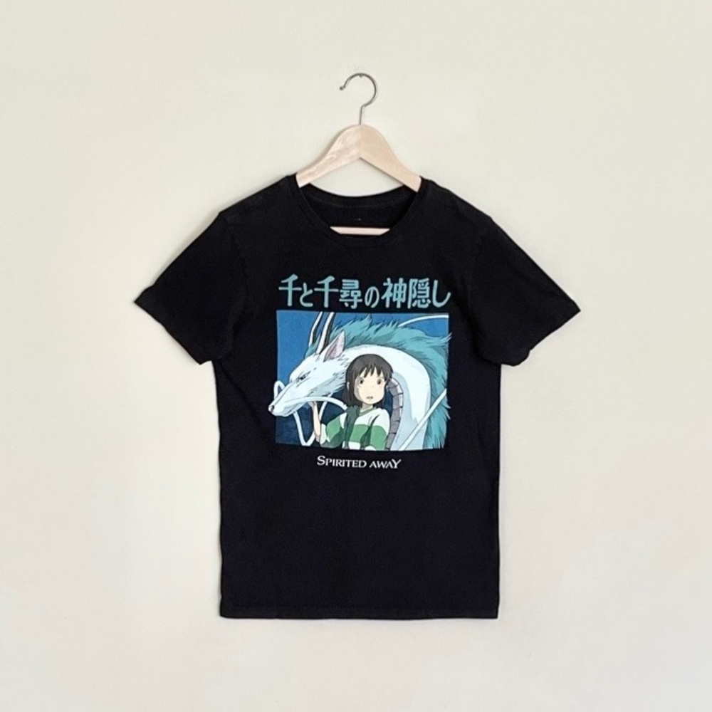 Vintage Y2K Studio Ghibli Spirited Away Graphic Black Anime T Shirt Adult Small